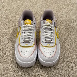 Nike Air Force 1 Low Shadow White Barely Rose Speed Yellow